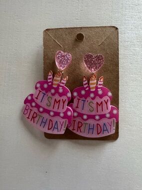 Pink "It's My Birthday" Earrings